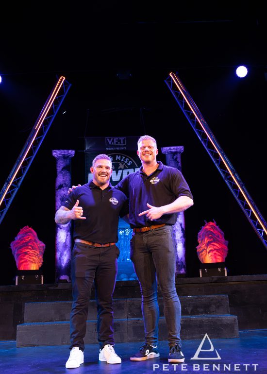 The Mr & Miss Devon show team on stage at Devonport Playhouse, Plymouth